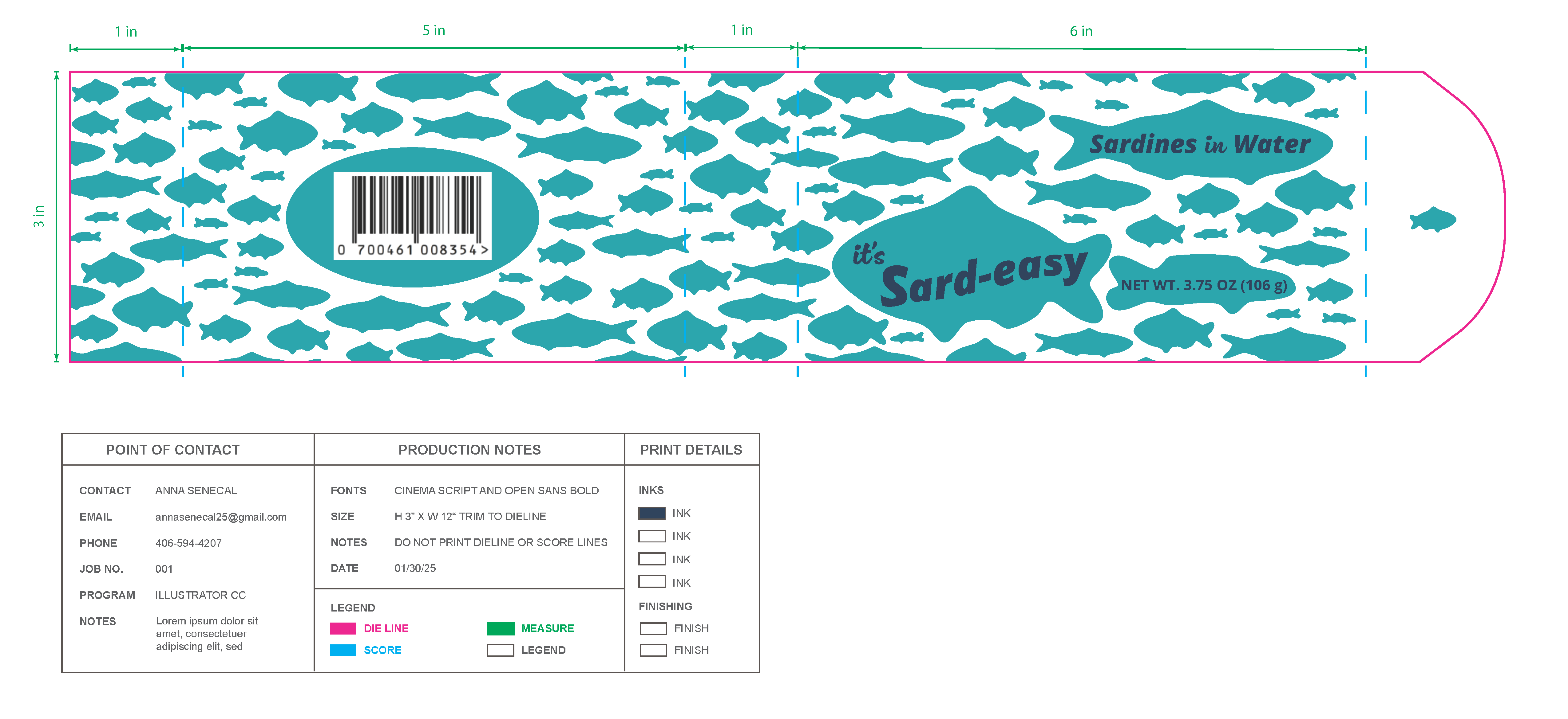 Sardine Belly Band Design
